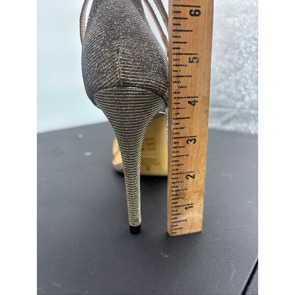 Express Metallic Silver Ankle Strap Stiletto Heels Women’s Size 9 4 inch - Picture 11 of 11